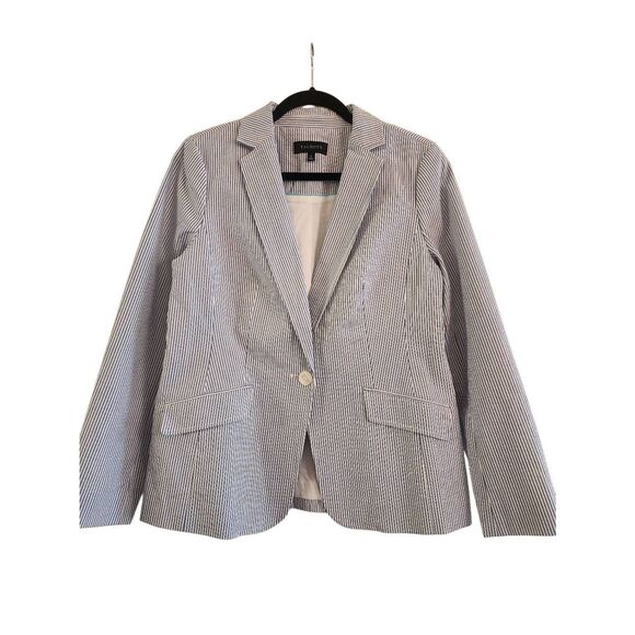 Talbots Lightweight Seersucker One-Button Blazer Size 8 - Picture 2 of 8